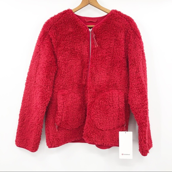 NWT Lululemon Oh So Sherpa Full Zip Red Jacket 6